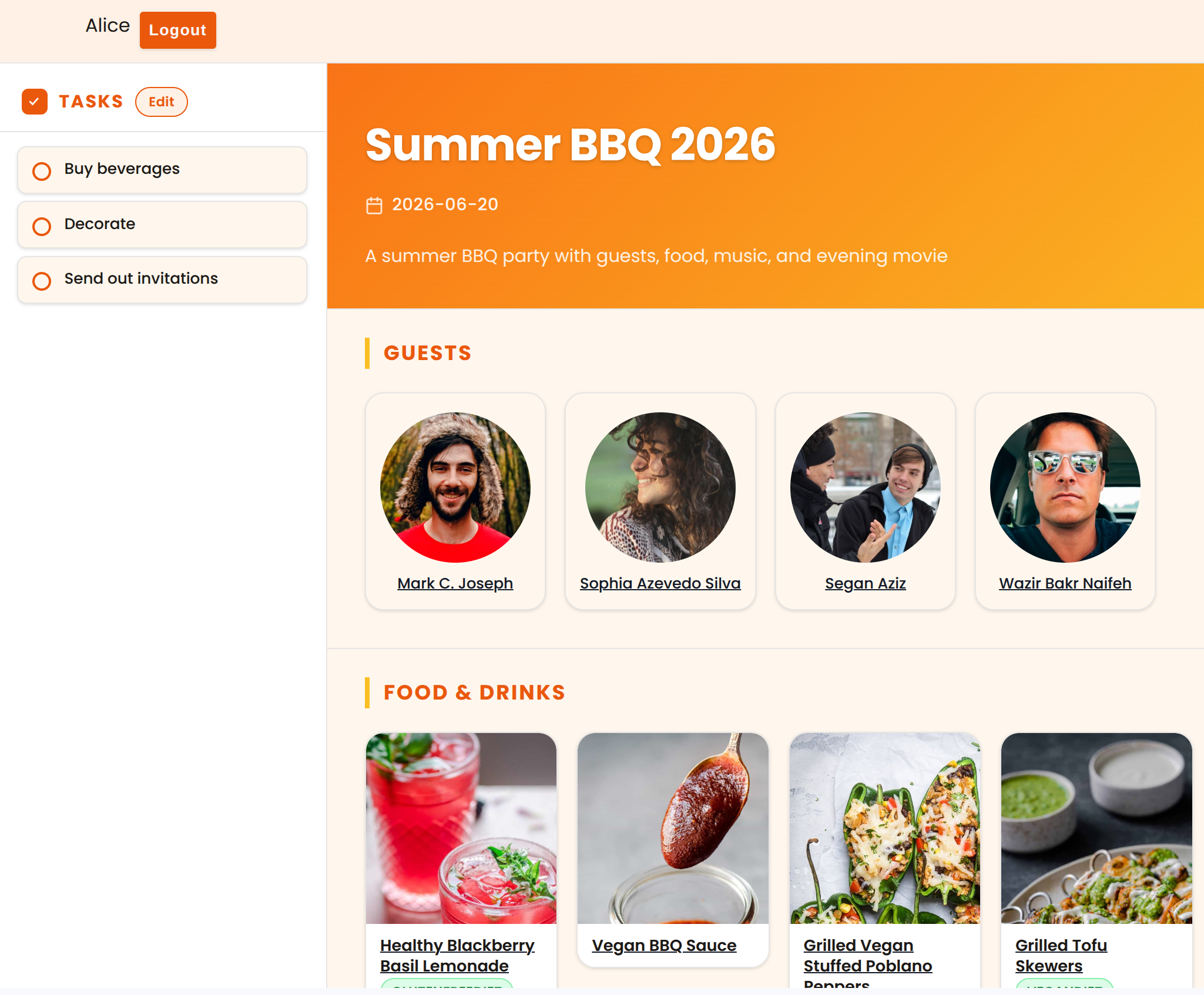 Party dashboard